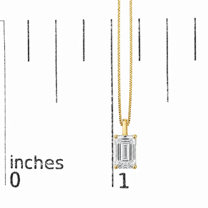 Lab-Grown Emerald-Cut Solitaire Diamond Pendant Necklace in 14K Gold, photo 13