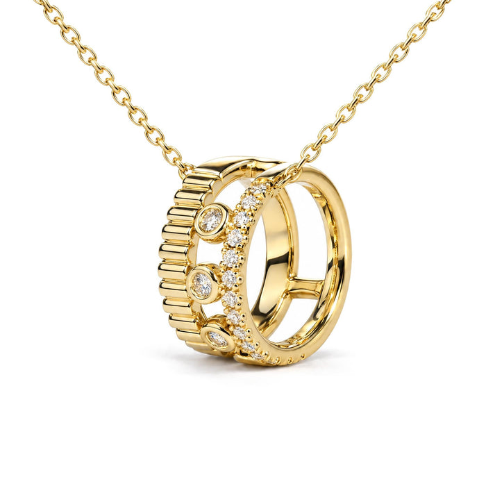3/8 Ct. T.W. Diamond Circle Design 2-Piece Jewelry Set Pendant Necklace and Stud Earrings in 10K Yellow Gold, photo 2