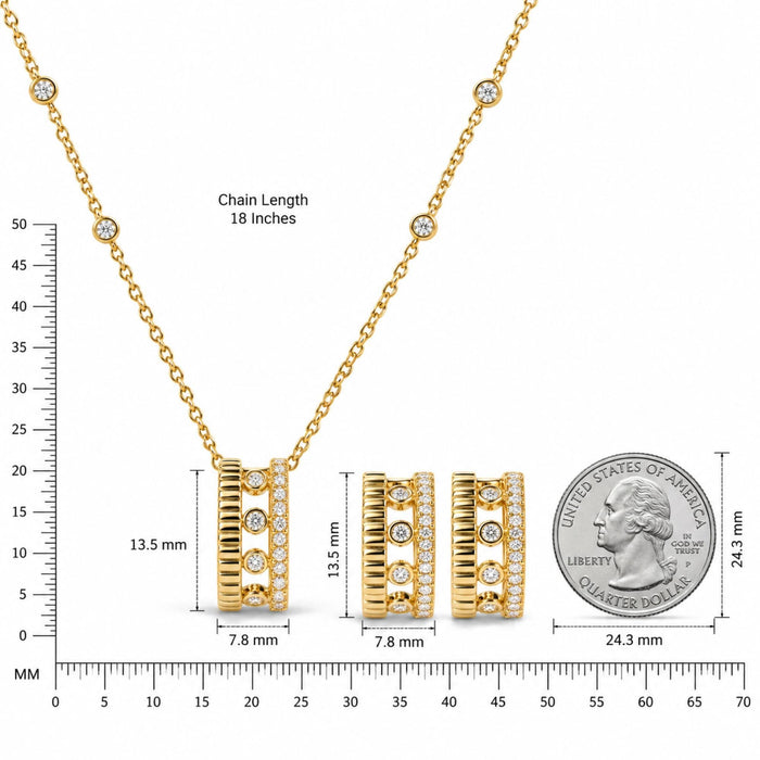 3/8 Ct. T.W. Diamond Circle Design 2-Piece Jewelry Set Pendant Necklace and Stud Earrings in 10K Yellow Gold, photo 5