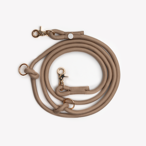Sand hands-free braided leash, coiled