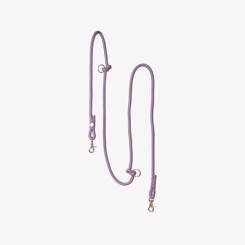 Lilac hands-free braided leash at full length