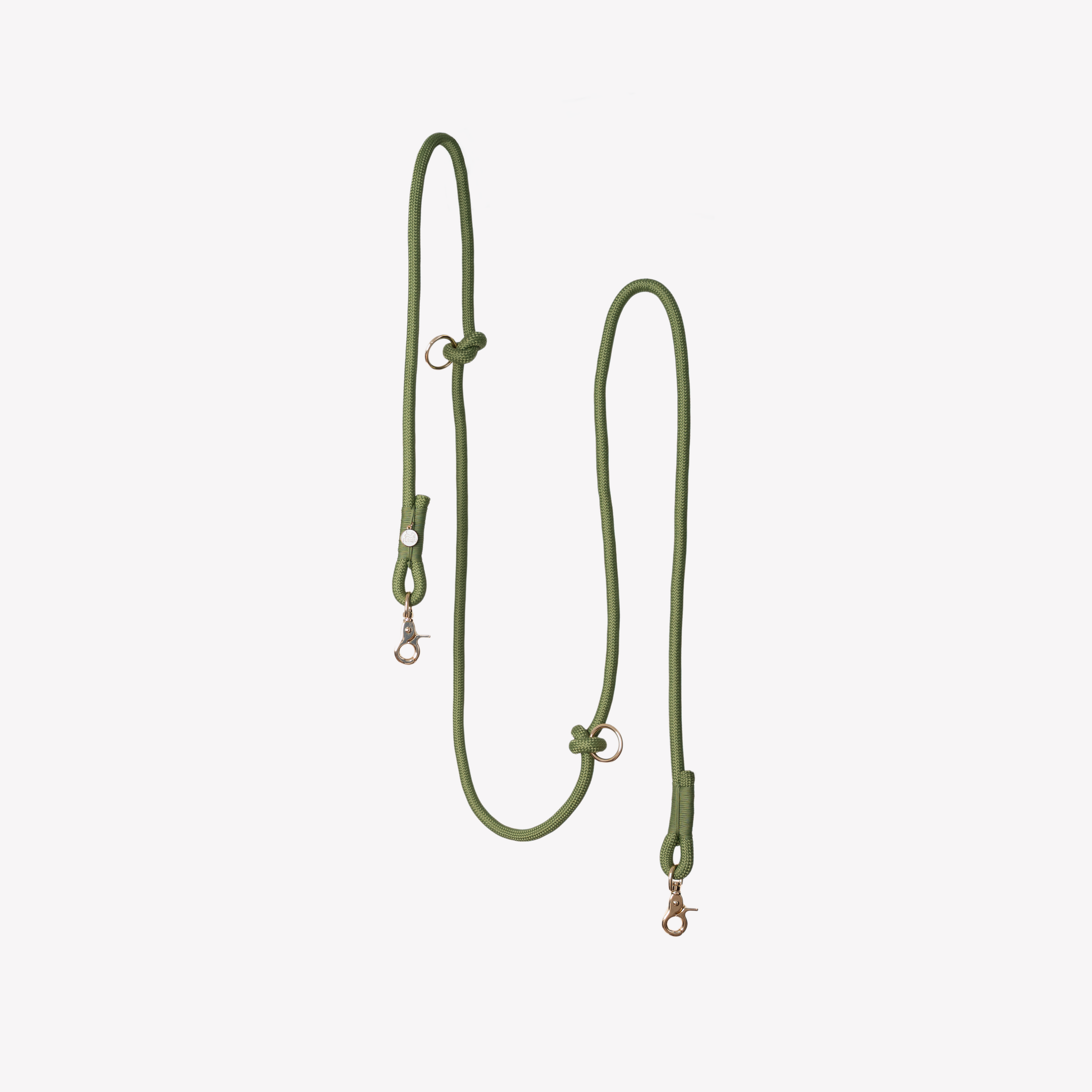 Green hands-free braided leash at full length