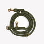Moss Green hands-free braided leash, coiled