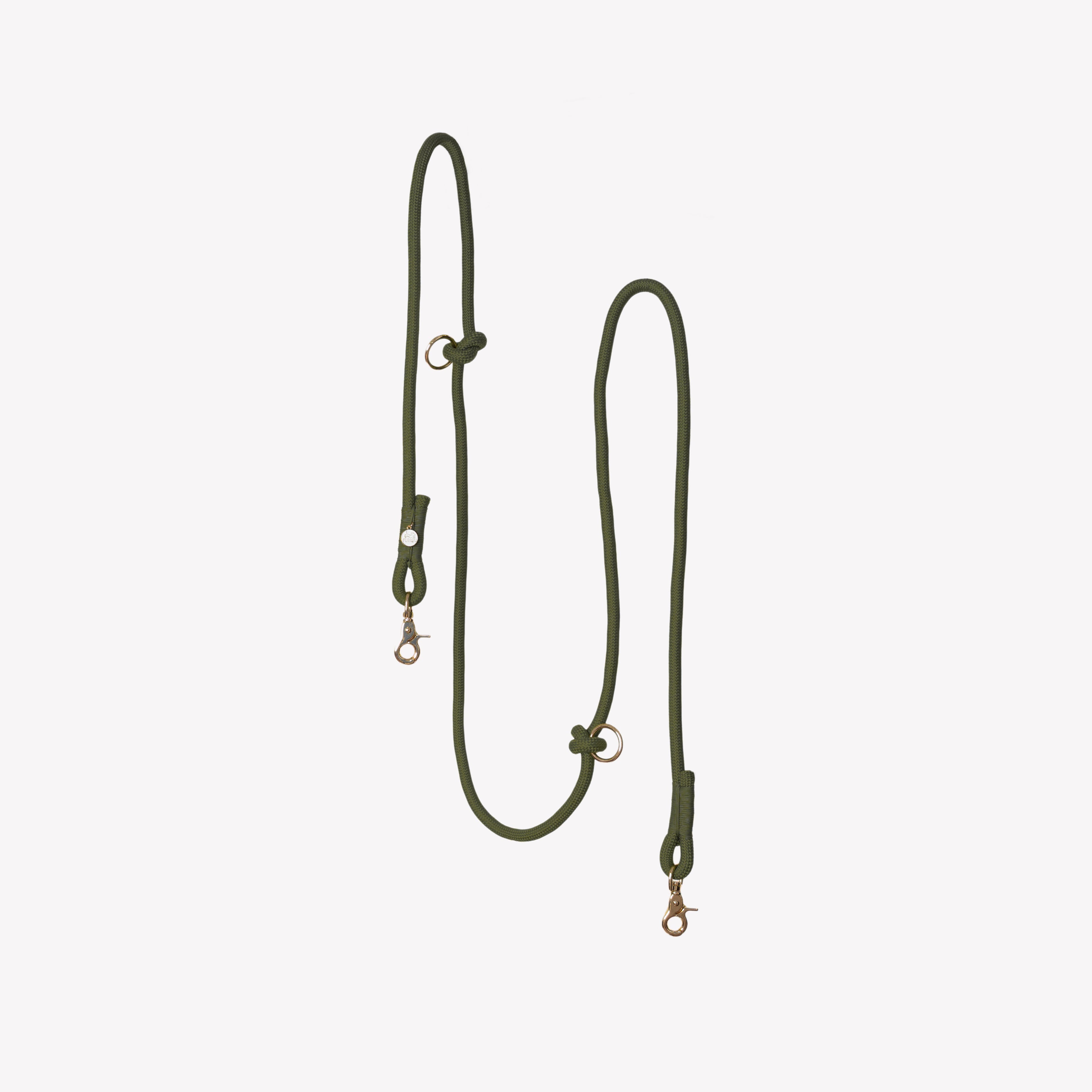 Moss Green hands-free braided leash at full length