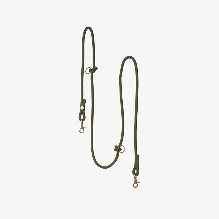 Moss Green hands-free braided leash at full length