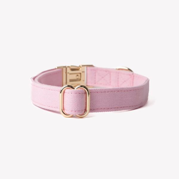 Collar de lona para perro, rosa, broche y argolla en D