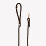 Handle loop and clip of the Brown braided rope leash