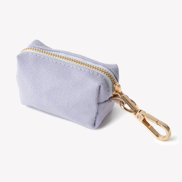Lavender poop bag holder, zip pouch close-up