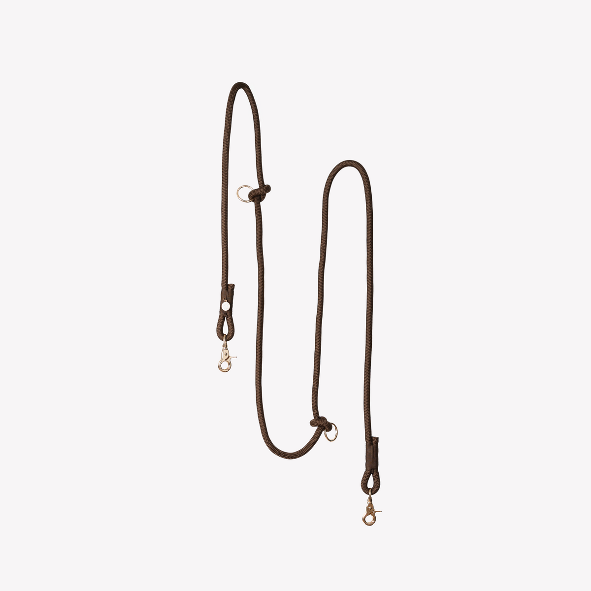 Brown hands-free braided leash at full length
