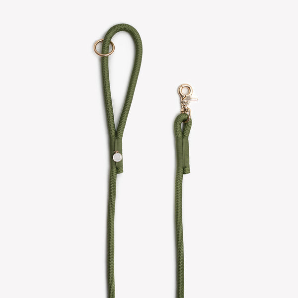 Handle loop and clip of the Green braided rope leash