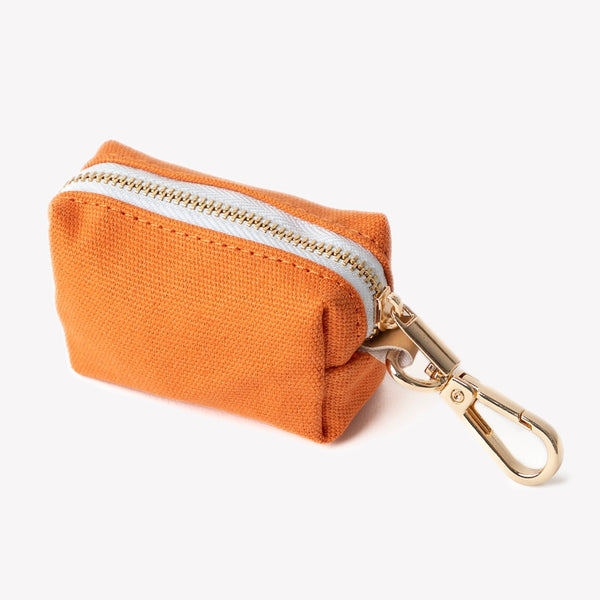 Terracotta poop bag holder, zip pouch close-up
