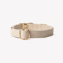 Tan canvas dog collar, clip and D-ring
