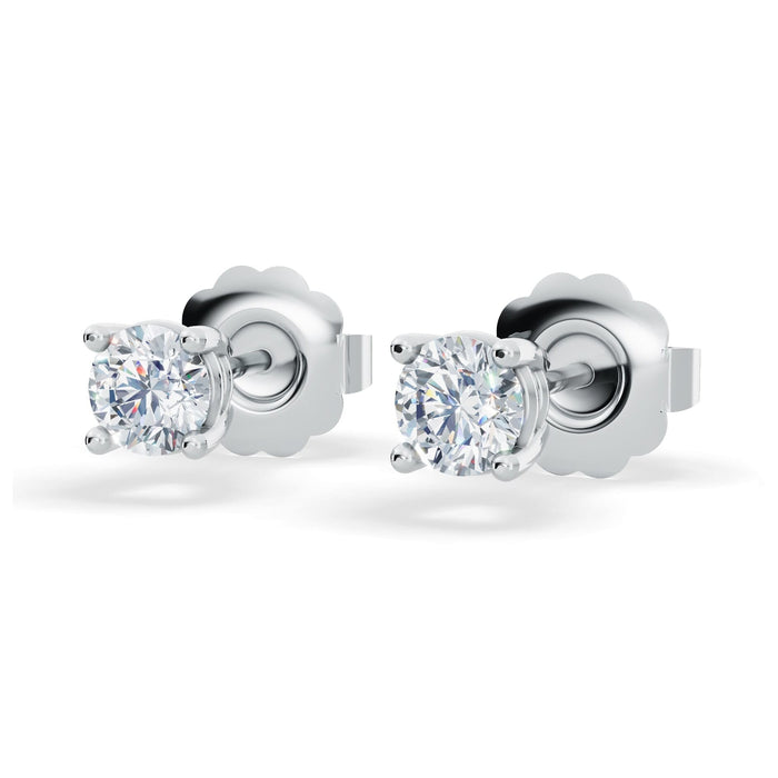 Aretes con diamantes cultivados en laboratorio de 1/4 CTW en plata bañada en oro, foto 5