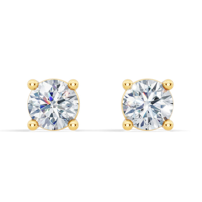 Aretes con diamantes cultivados en laboratorio de 1/4 CTW en plata bañada en oro, foto 2