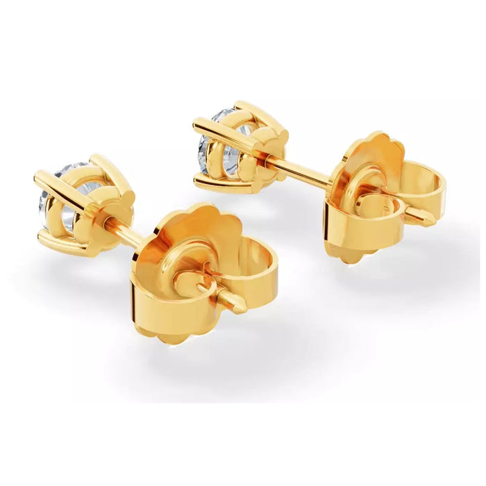 Aretes con diamantes cultivados en laboratorio de 1/4 CTW en plata bañada en oro, foto 3