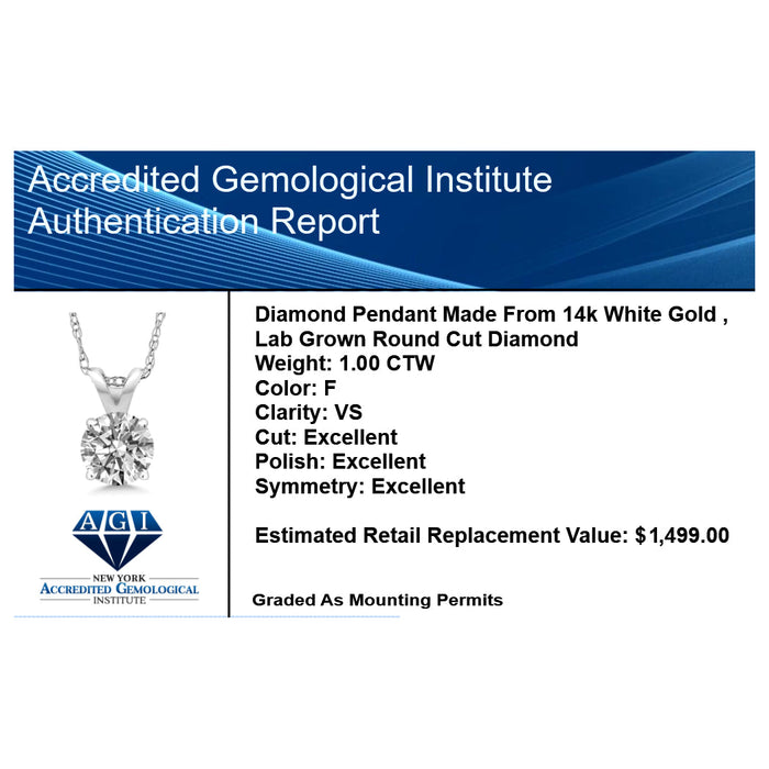 1.00 CTW Lab-Grown Diamond Solitaire Pendant in 14K Gold, photo 11