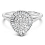 Anillo de cóctel de racimo pavé abovedado en forma de pera con halo y diamantes de 1/2 ct. p.t. en oro blanco de 10K, foto 1