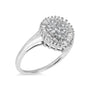 Anillo de cóctel de racimo pavé abovedado en forma de pera con halo y diamantes de 1/2 ct. p.t. en oro blanco de 10K, foto 4