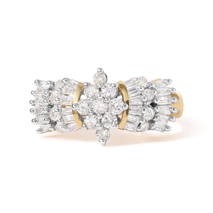 1 Ct. T.W. Diamond Starburst Ring Band in 10K Yellow Gold, photo 1