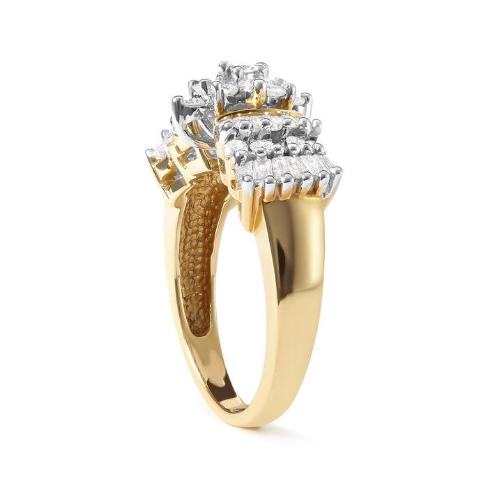 1 Ct. T.W. Diamond Starburst Ring Band in 10K Yellow Gold, photo 4
