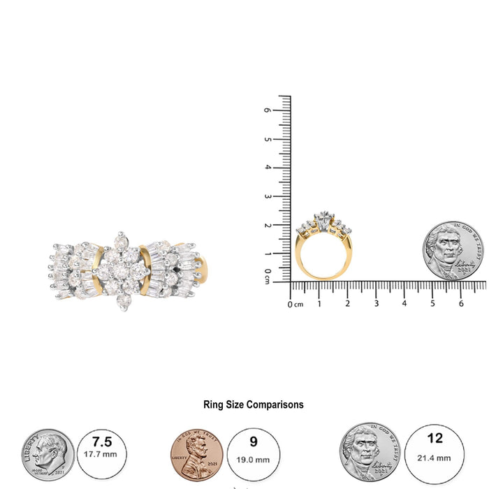 1 Ct. T.W. Diamond Starburst Ring Band in 10K Yellow Gold, photo 6