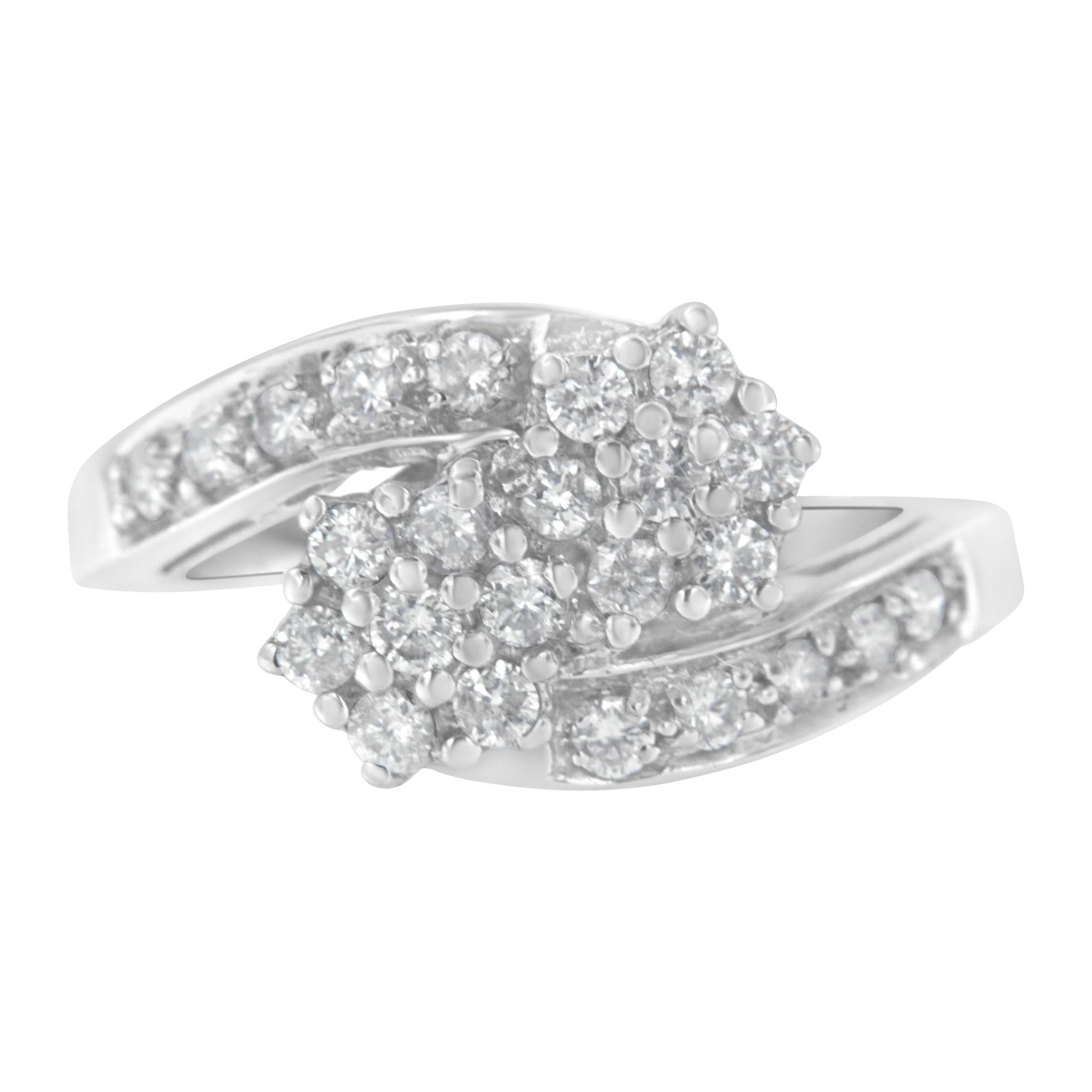 7/8 Ct. T.W. Diamond Cluster Ring Band in 14K White Gold, photo 1