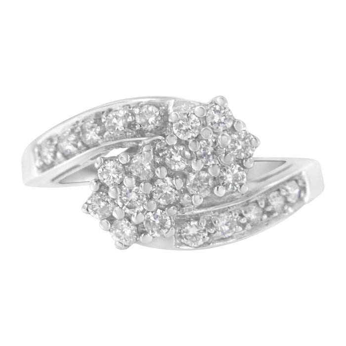 7/8 Ct. T.W. Diamond Cluster Ring Band in 14K White Gold, photo 1