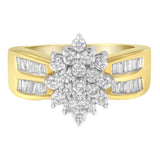 1 Ct. T.W. Marquise Composite Diamond Cluster Cocktail Ring in 10K Yellow Gold