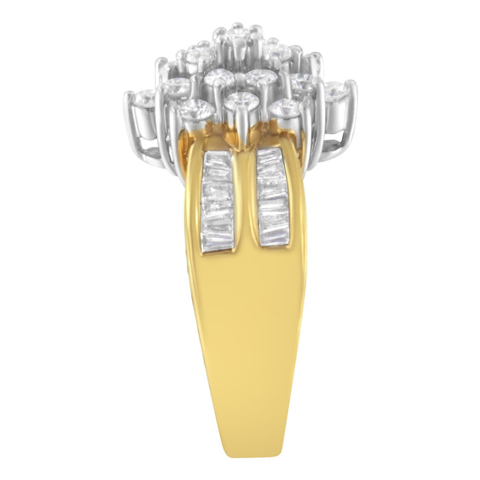 Anillo de cóctel de racimo con diamantes marquesa de 1 ct. p.t. en oro amarillo de 10K, foto 6