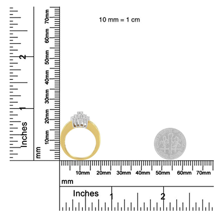 Anillo de cóctel de racimo con diamantes marquesa de 1 ct. p.t. en oro amarillo de 10K, foto 7