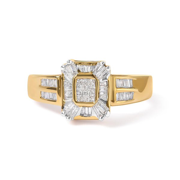 1/2 Ct. T.W. Diamond Composite and Halo Ring in 10K Yellow Gold, photo 1