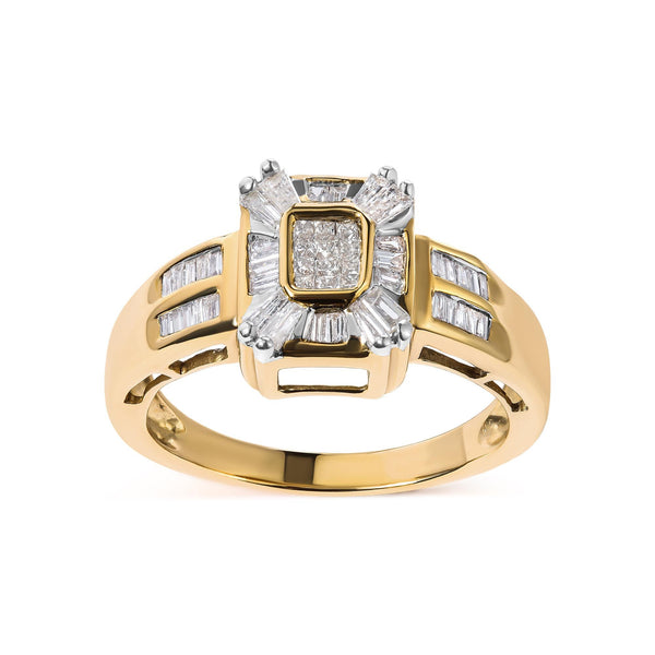 1/2 Ct. T.W. Diamond Composite and Halo Ring in 10K Yellow Gold, photo 2