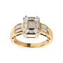 Anillo de racimo y halo con diamantes de 1/2 ct. p.t. en oro amarillo de 10K, foto 2