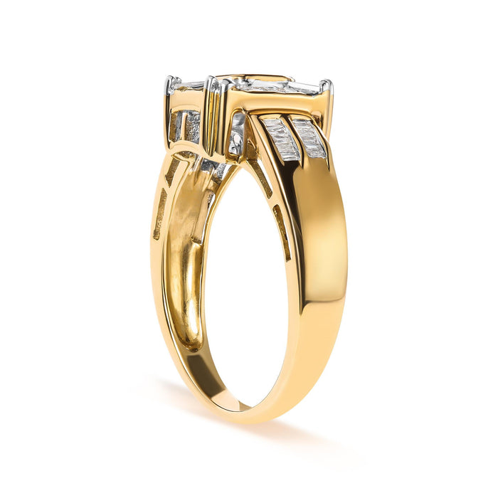 Anillo de racimo y halo con diamantes de 1/2 ct. p.t. en oro amarillo de 10K, foto 4