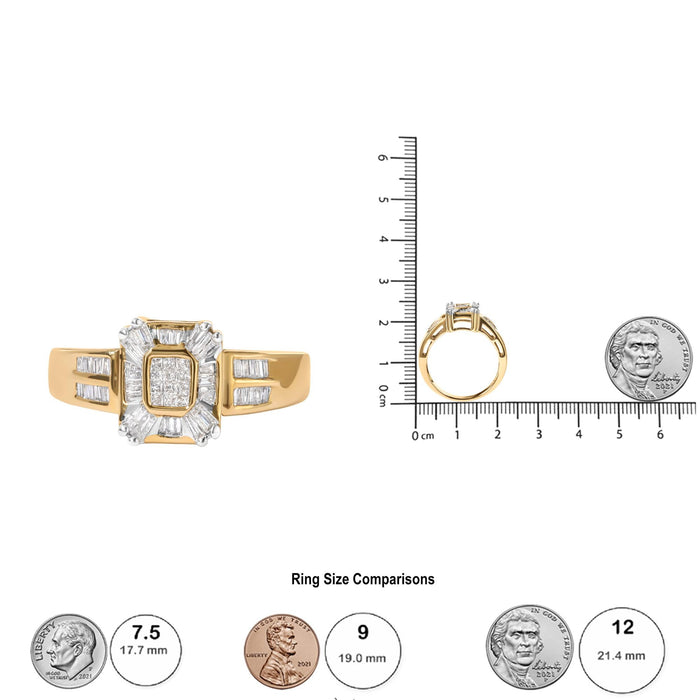 Anillo de racimo y halo con diamantes de 1/2 ct. p.t. en oro amarillo de 10K, foto 6