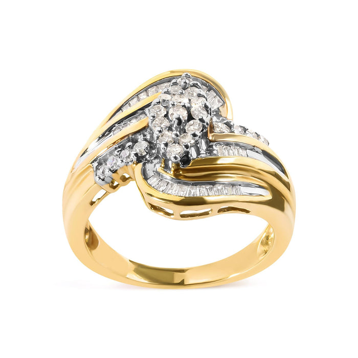 Anillo de racimo de pera y remolino con diamantes de 1/2 ct. p.t. en oro amarillo de 10K, foto 2