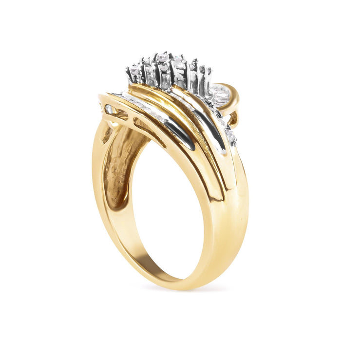Anillo de racimo de pera y remolino con diamantes de 1/2 ct. p.t. en oro amarillo de 10K, foto 4