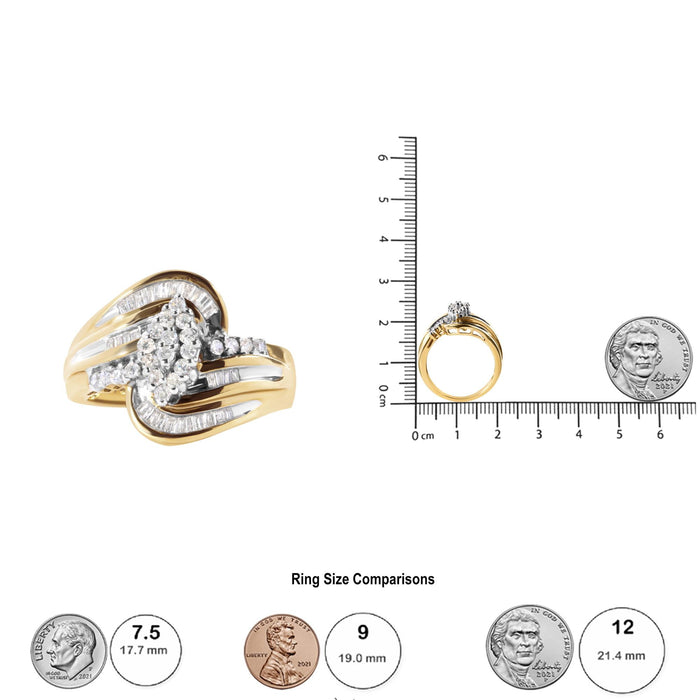 Anillo de racimo de pera y remolino con diamantes de 1/2 ct. p.t. en oro amarillo de 10K, foto 6