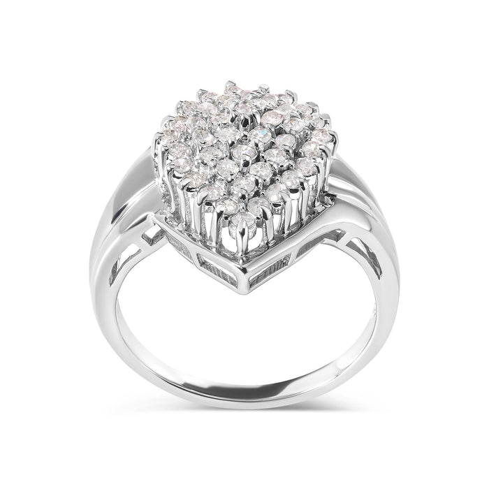 Anillo de racimo en forma de pera con diamantes de 1/2 ct. p.t. en oro blanco de 10K, foto 5