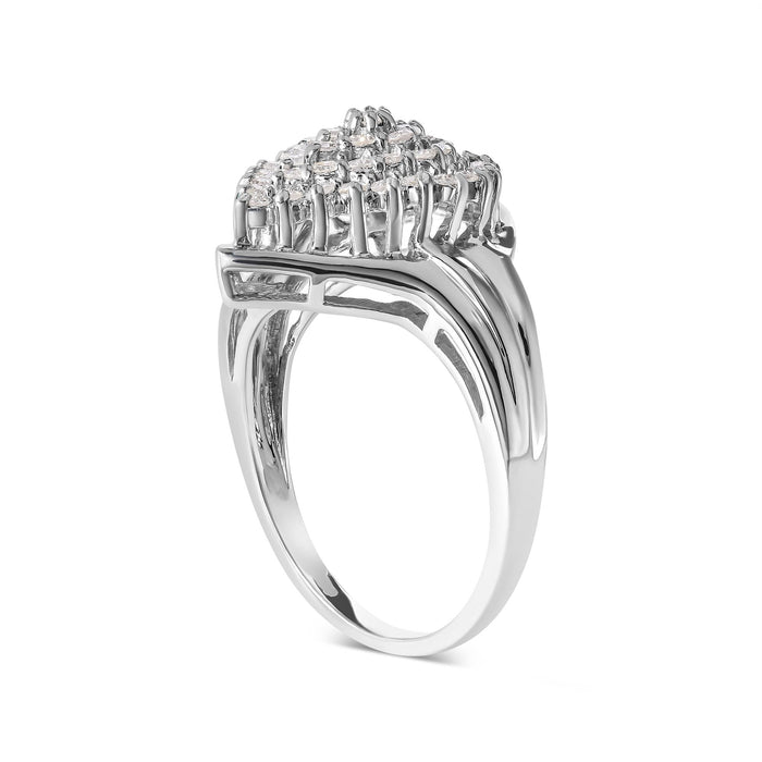 Anillo de racimo en forma de pera con diamantes de 1/2 ct. p.t. en oro blanco de 10K, foto 4