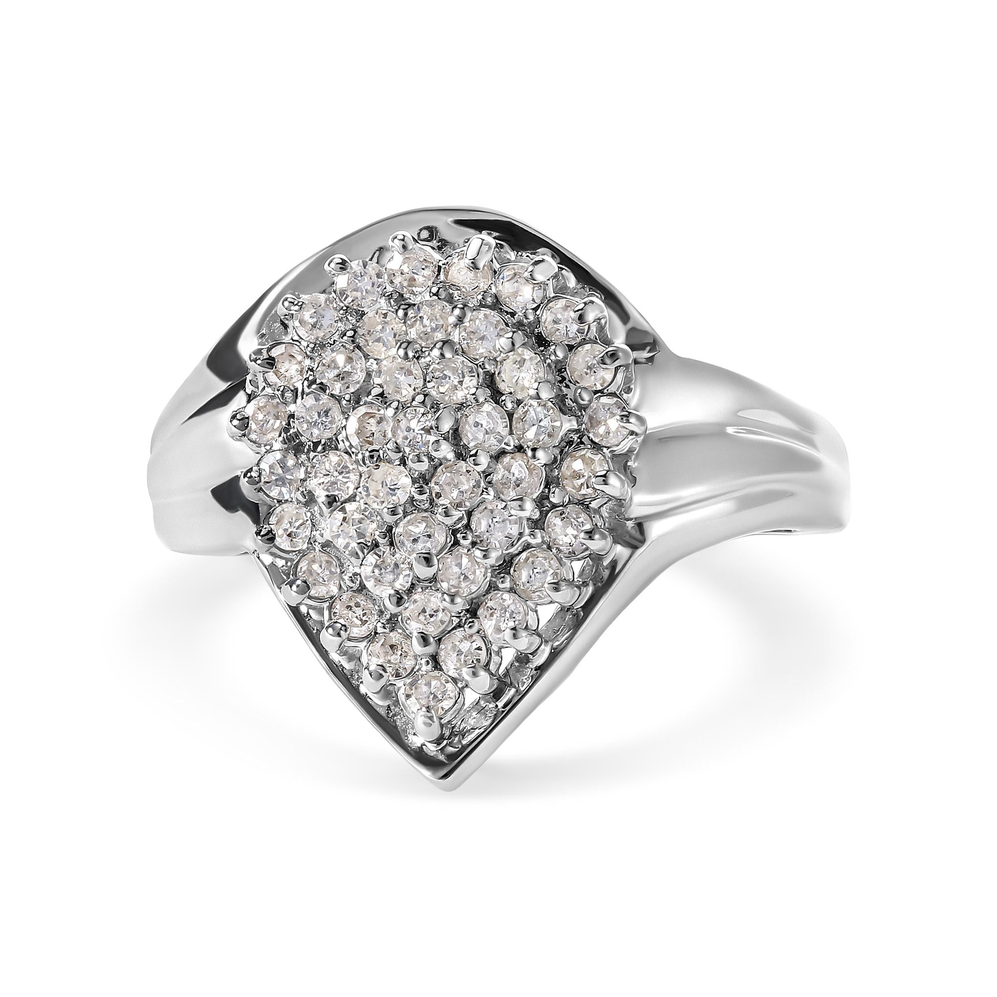 Anillo de racimo en forma de pera con diamantes de 1/2 ct. p.t. en oro blanco de 10K, foto 1
