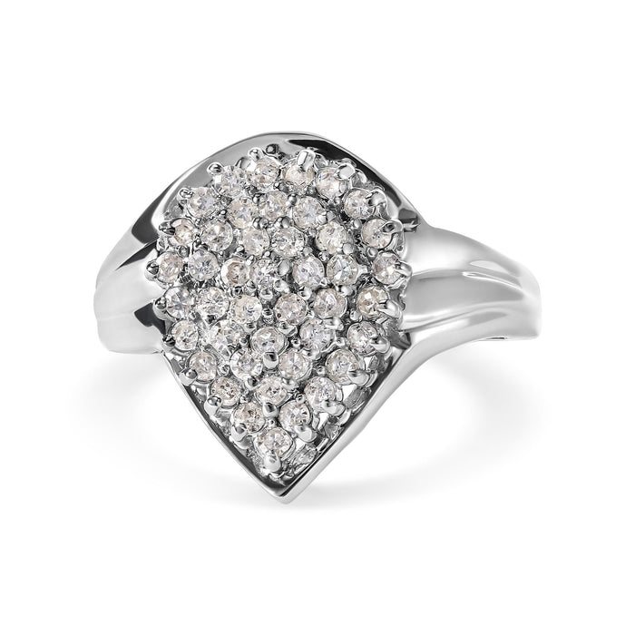 Anillo de racimo en forma de pera con diamantes de 1/2 ct. p.t. en oro blanco de 10K, foto 1