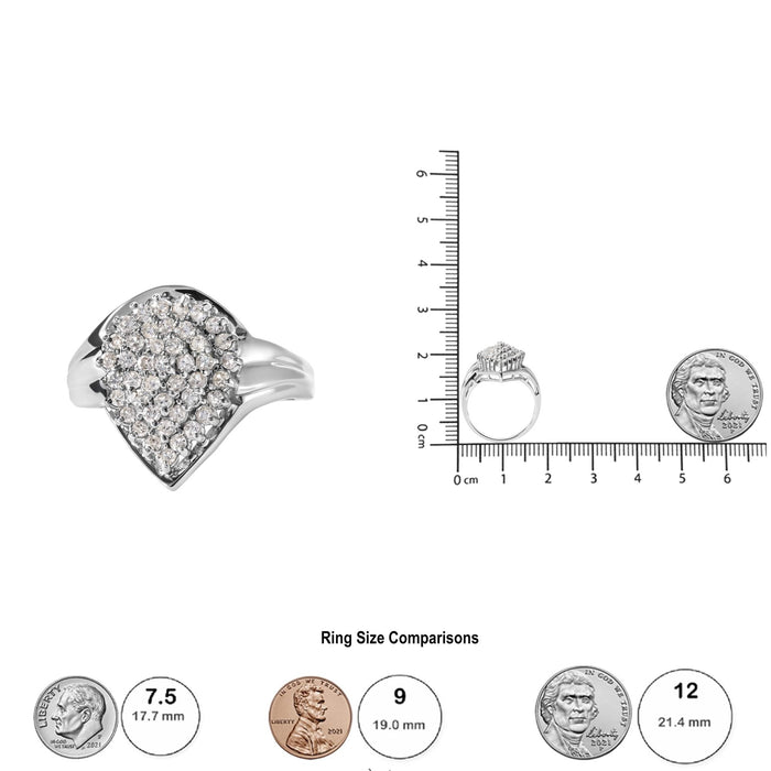 Anillo de racimo en forma de pera con diamantes de 1/2 ct. p.t. en oro blanco de 10K, foto 6