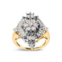Anillo de racimo y halo en rombo con diamantes redondos y talla baguette de 1 ct. p.t. en oro amarillo de 10K, foto 2