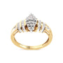 Anillo con cabeza de pera y brazo de varias hileras de canal con diamantes de 1/2 ct. p.t. en oro amarillo de 10K, foto 1