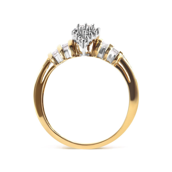 1/2 Ct. T.W. Diamond Pear-Shaped Head and Multi Row Channel-Set Shank Ring in 10K Yellow Gold, photo 2