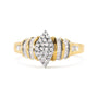 Anillo con cabeza de pera y brazo de varias hileras de canal con diamantes de 1/2 ct. p.t. en oro amarillo de 10K, foto 5
