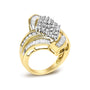 1 1/3 Ct. T.W. Round and Baguette Diamond Bypass Cocktail Ring in 14K Yellow Gold, photo 4