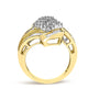 1 1/3 Ct. T.W. Round and Baguette Diamond Bypass Cocktail Ring in 14K Yellow Gold, photo 6