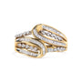Anillo bypass de espacio abierto con diamantes redondos y talla baguette de 1/2 ct. p.t. en oro amarillo de 10K, foto 1
